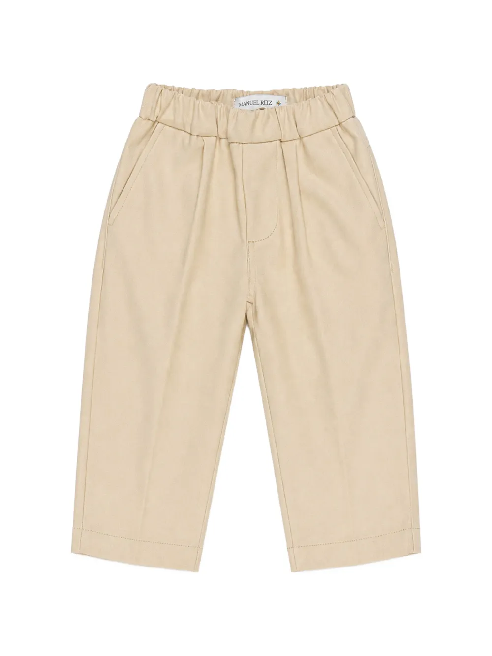 Manuel Ritz Kids elasticated-waist embroidered-logo trousers - Toni neutri