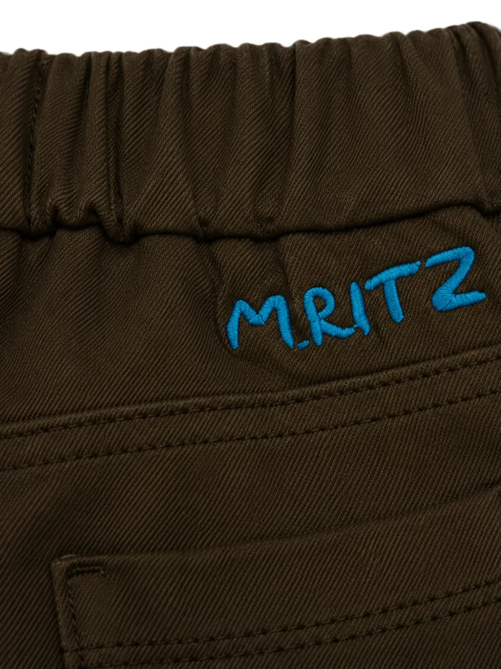 Manuel Ritz Kids Broek met elastische taille en geborduurd logo Groen