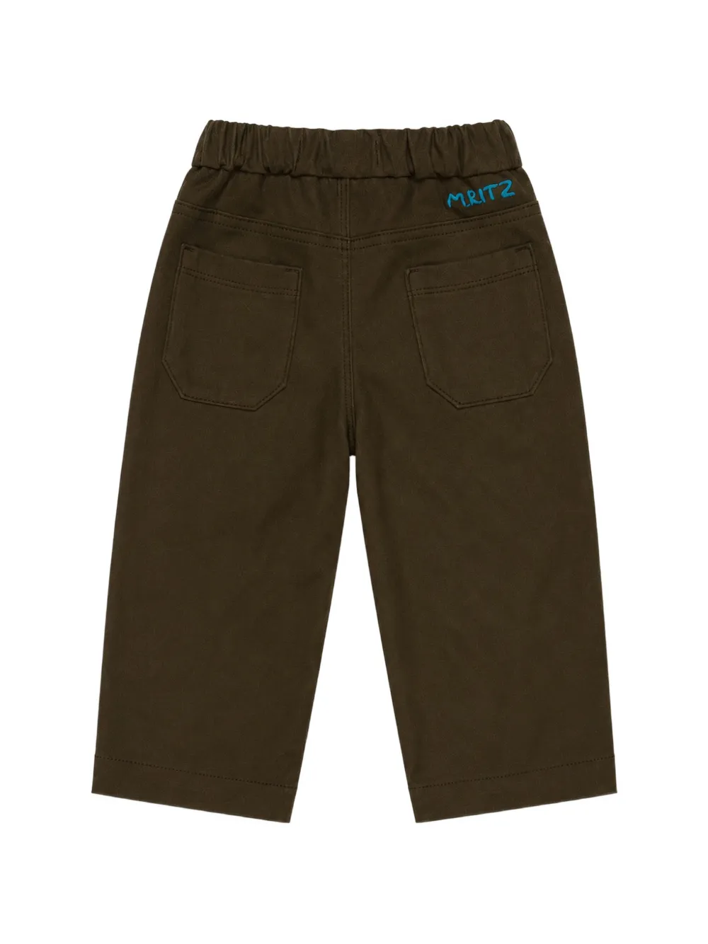Manuel Ritz Kids Broek met elastische taille en geborduurd logo Groen