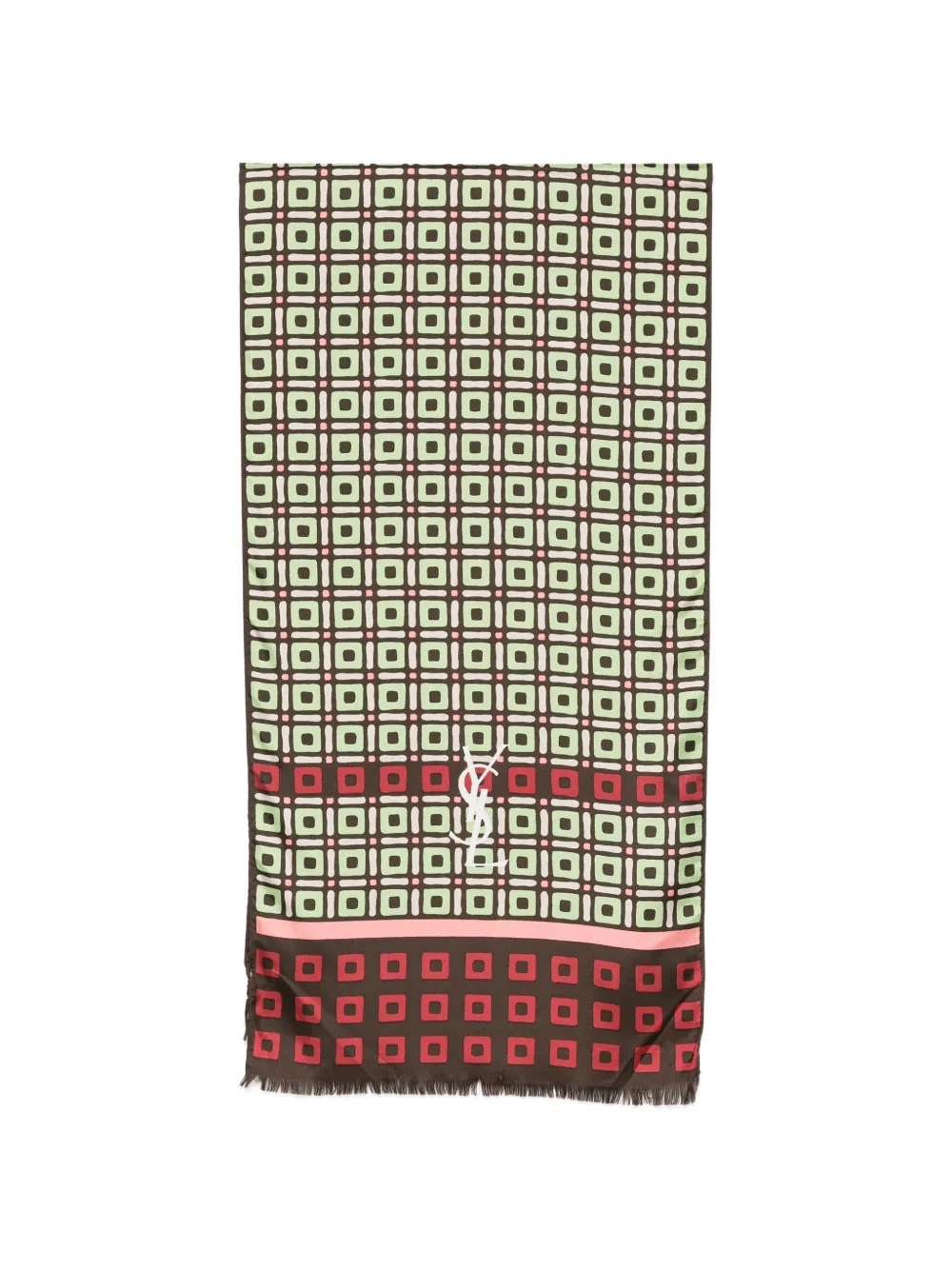 Saint Laurent Pre-Owned 1990s Seidenschal mit geometrischem Print - Braun