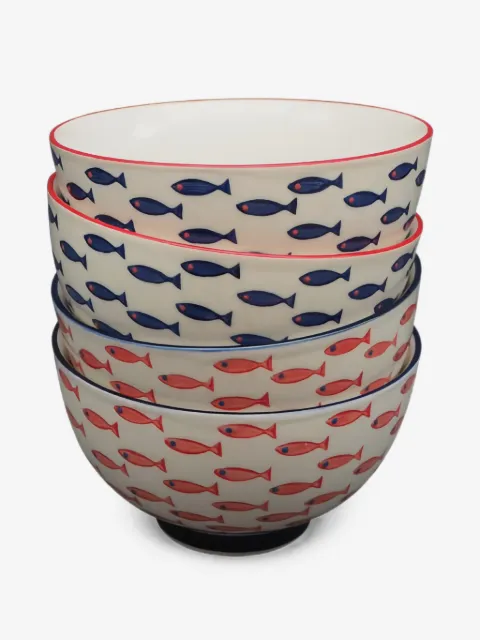 CU I SEEYOU fish-print bowls (set of 4)
