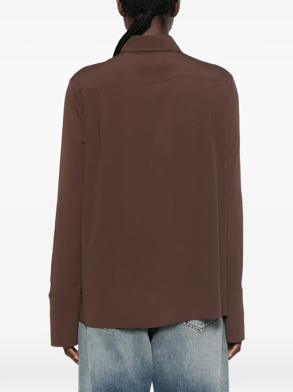 Federica Tosi Button-up blouse met puntige kraag Bruin