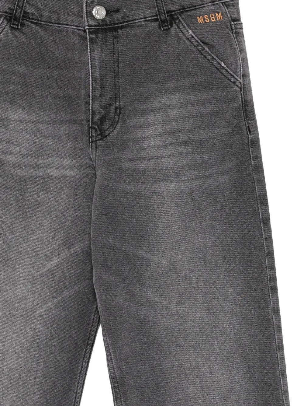 MSGM Kids Jeans met geborduurd logo en vervaagd effect Grijs