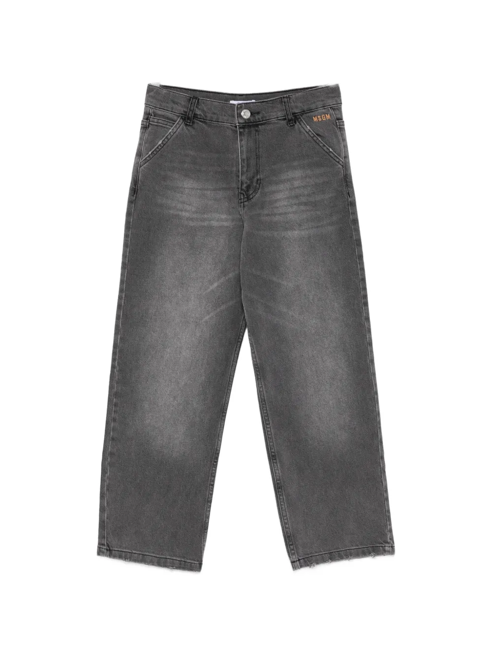 MSGM Kids faded-effect logo-embroidered jeans - Grau
