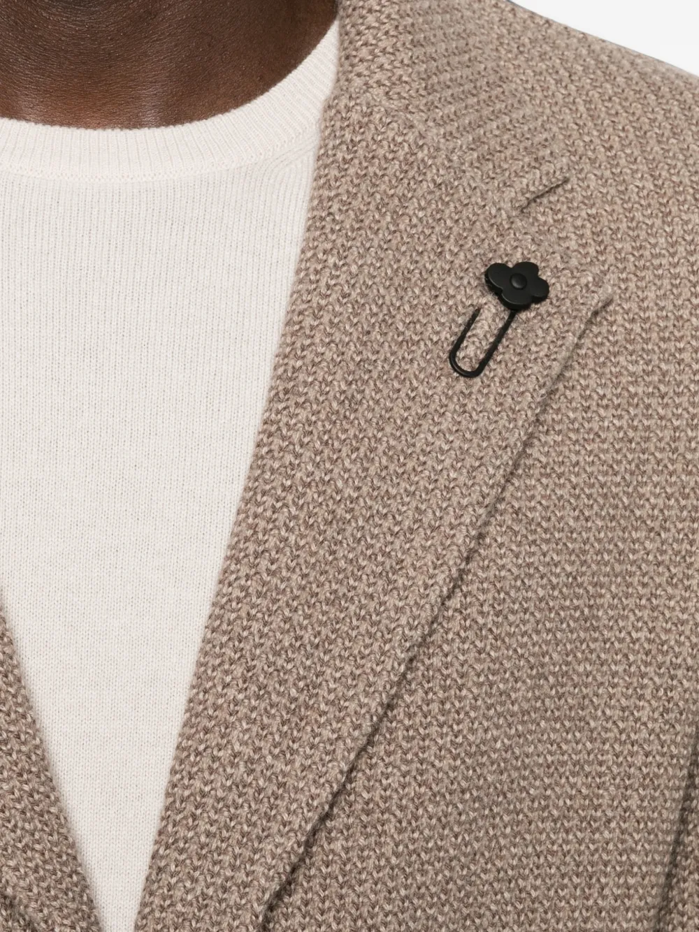 Lardini Wafelgebreid jack met gekerfde revers Beige