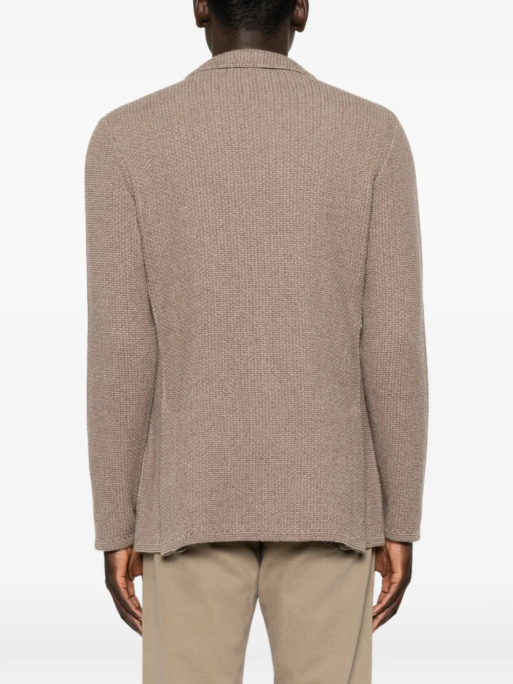Lardini Wafelgebreid jack met gekerfde revers Beige