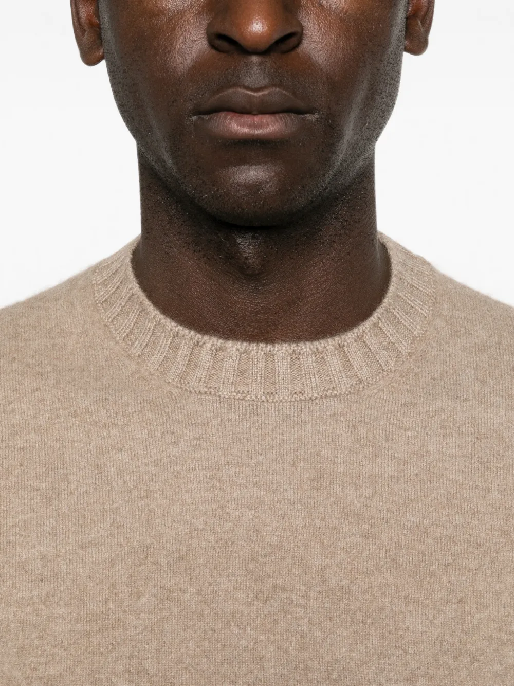 Barba Trui met geribbelde afwerking Beige