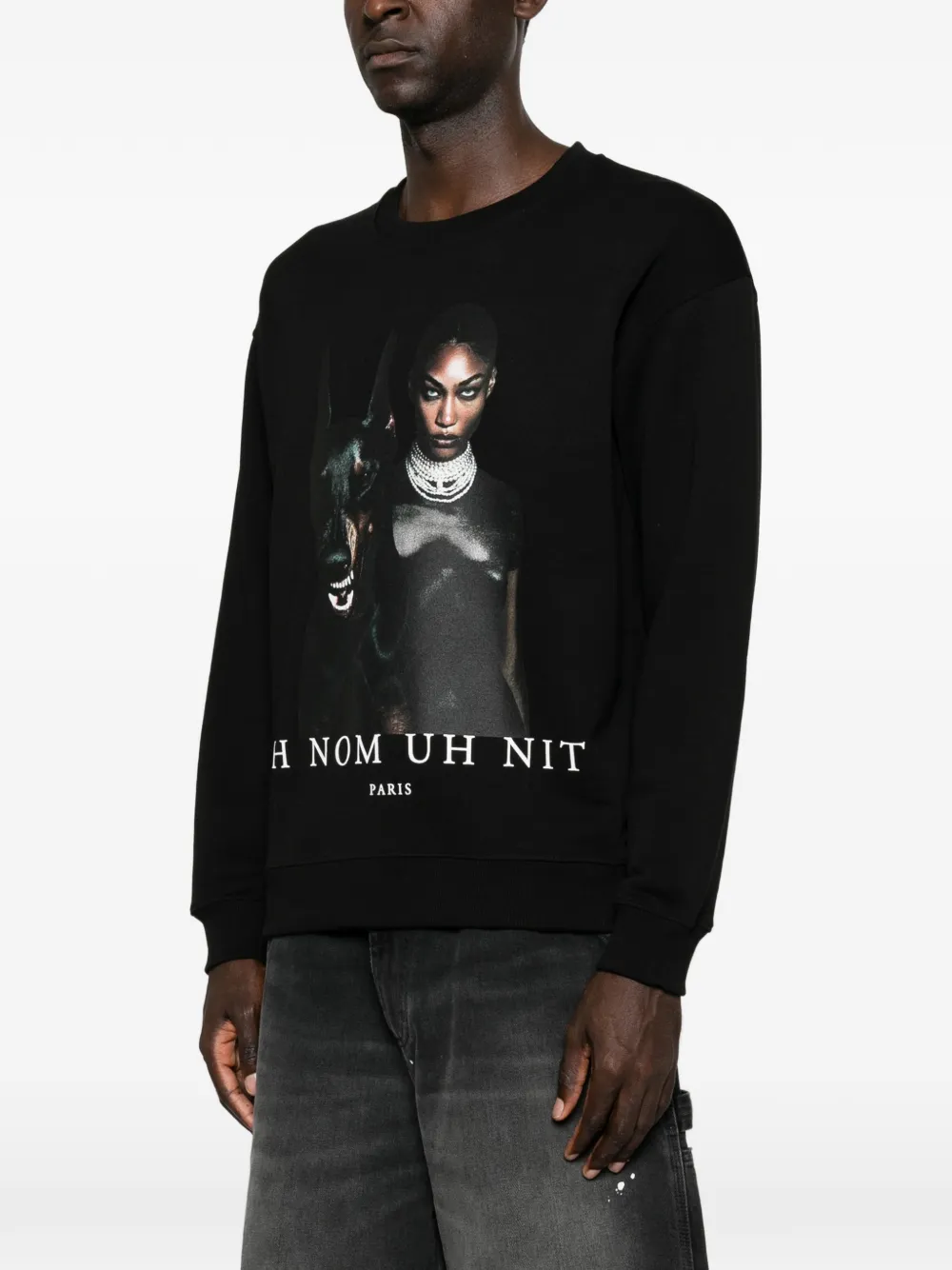 Ih Nom Uh Nit Family sweater met grafische print en logoprint Zwart