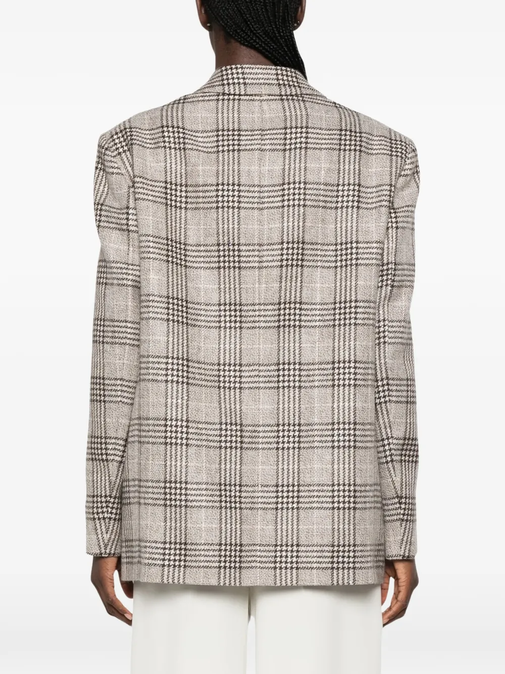 TWINSET Geruite wollen blazer met pailletten Beige
