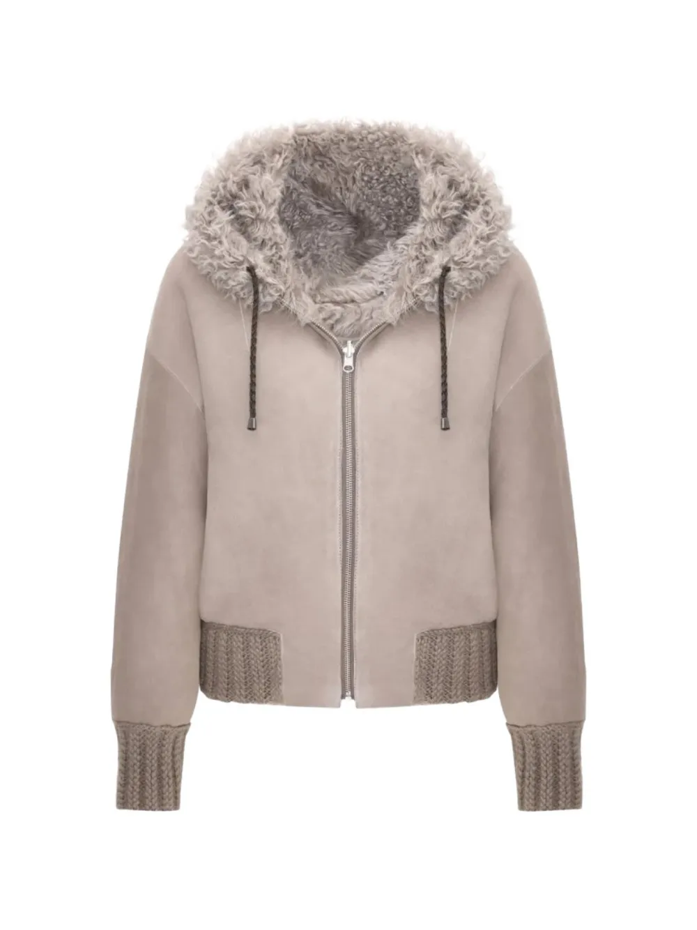 Bigardini Danica Reversible Hooded Shearling Jacket In Grey