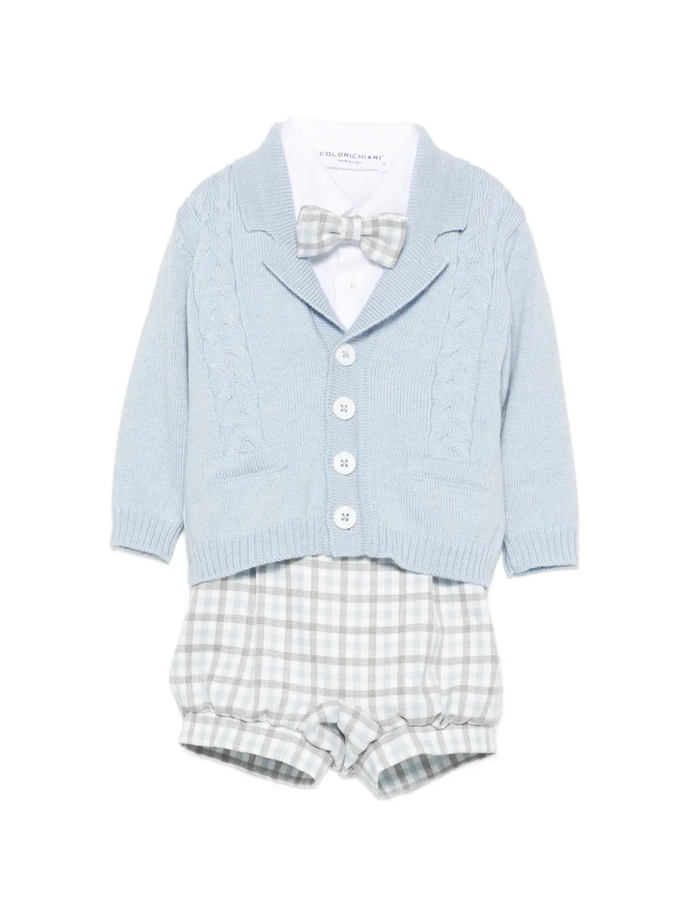 Colorichiari check-pattern cable-knit set - Bianco