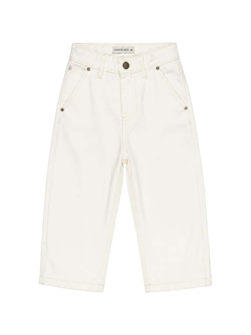 Manuel Ritz Kids logo-embroidered five-pocket trousers - Toni neutri