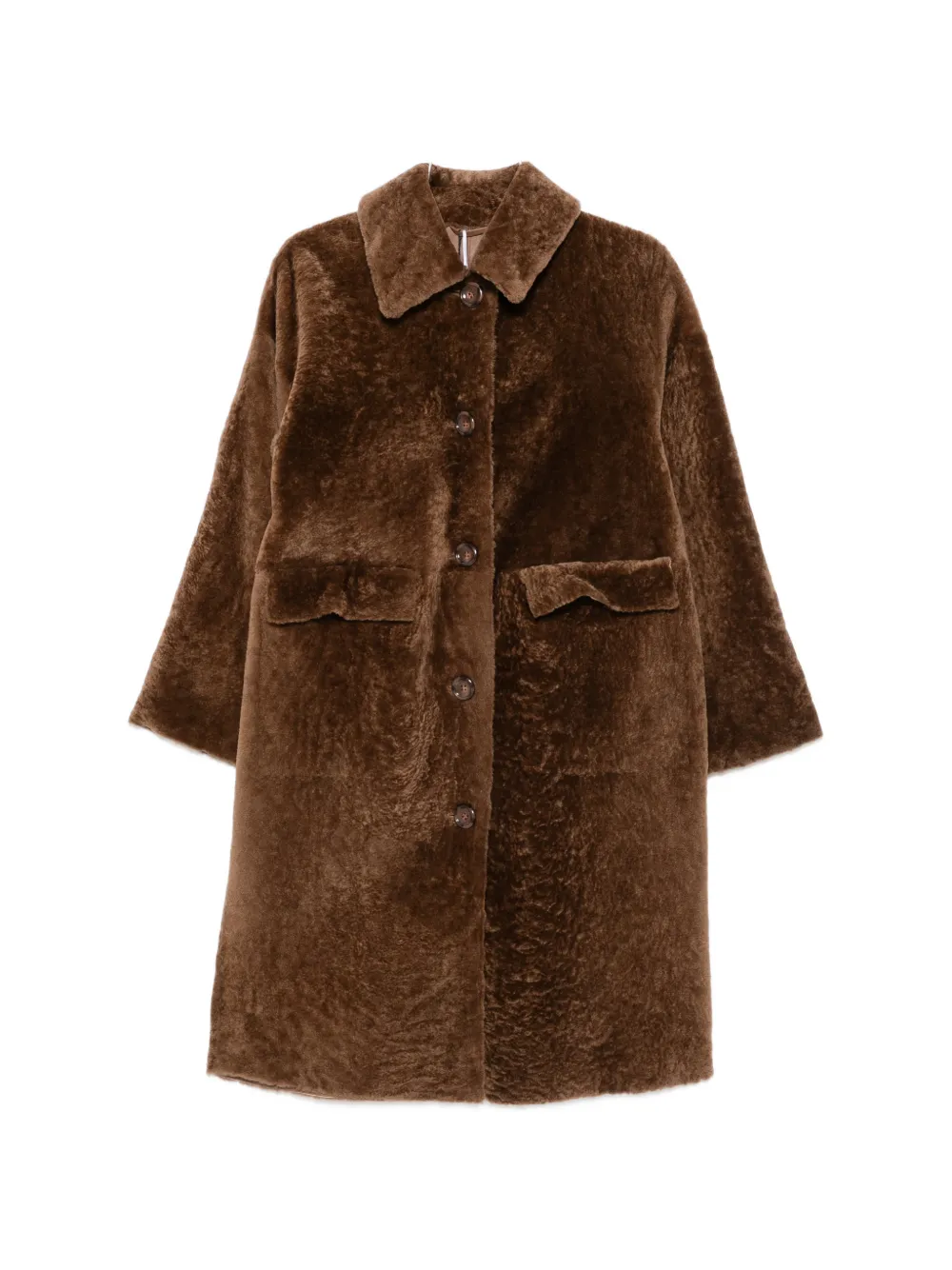 Manzoni 24 shearling button-up coat - Marrone