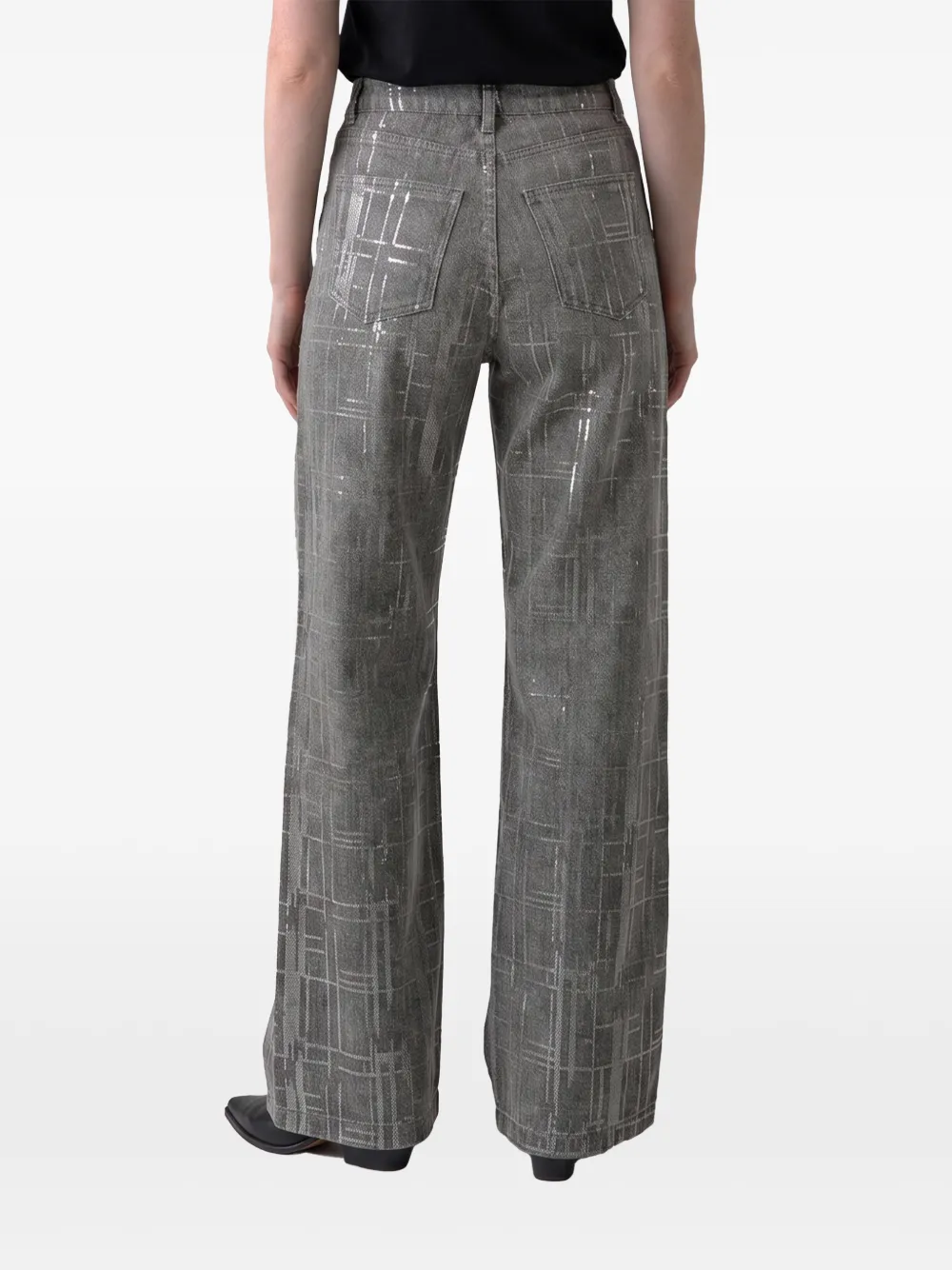 Federica Tosi Jeans met geborduurde pailletten Grijs