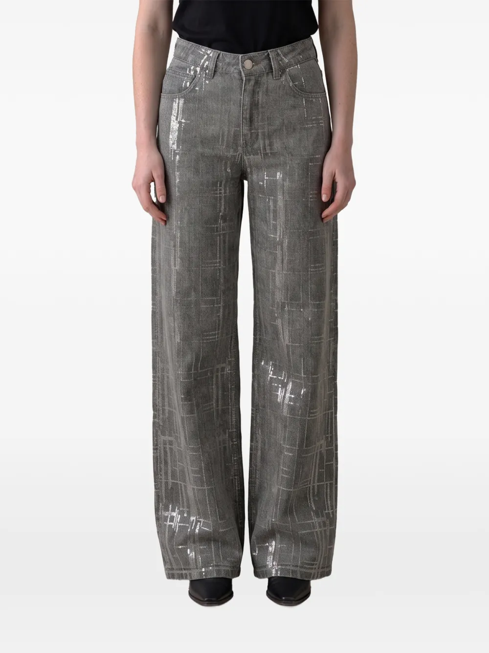Federica Tosi Jeans mit Pailletten - Grau