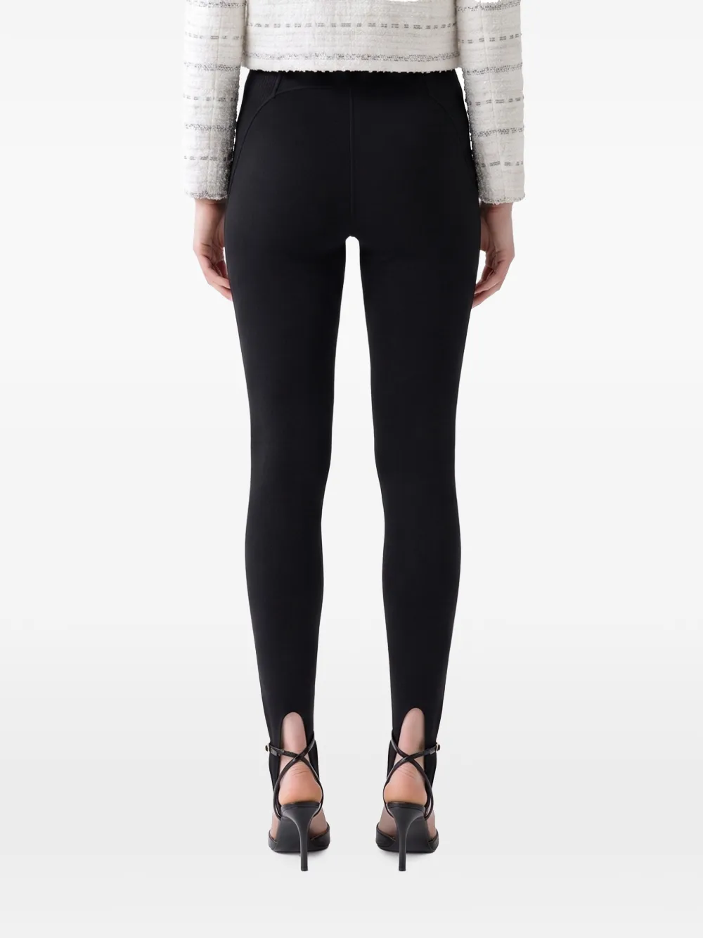 Self-Portrait Belted Stirrup Leggings in Black, view 3