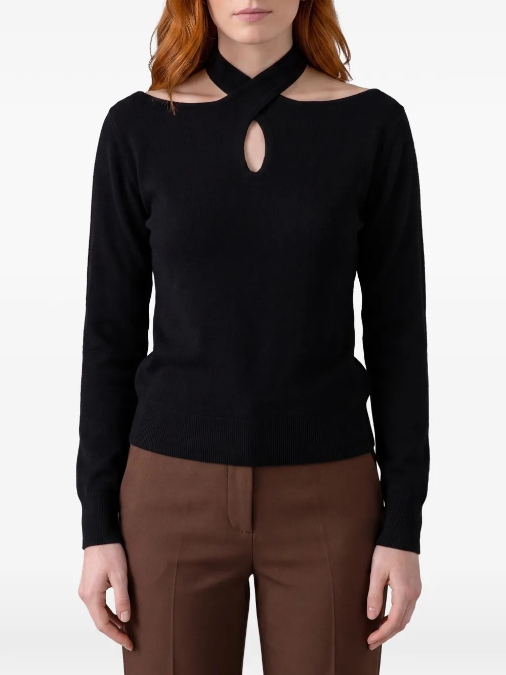 Federica Tosi cross-neck cut-out sweater - Schwarz