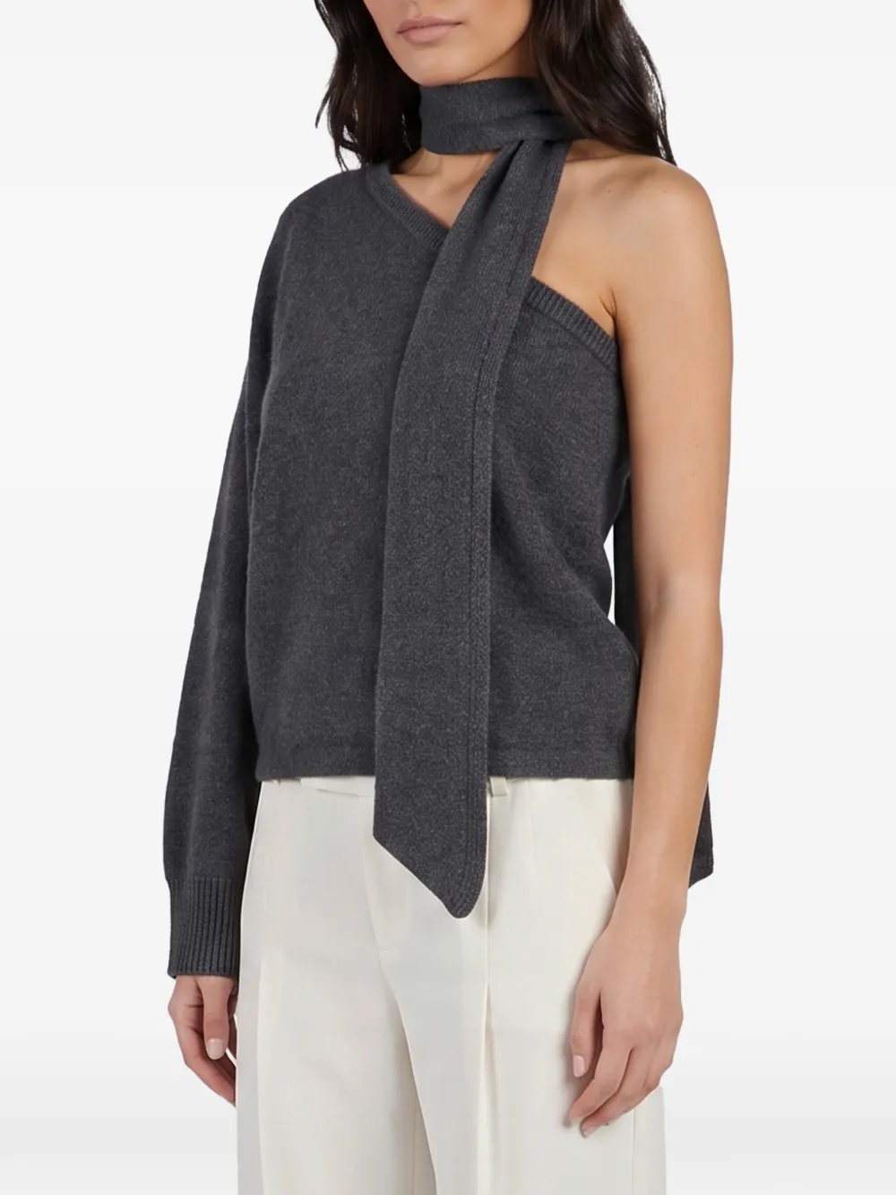 Federica Tosi Asymmetrische trui met sjaaldetail Grijs