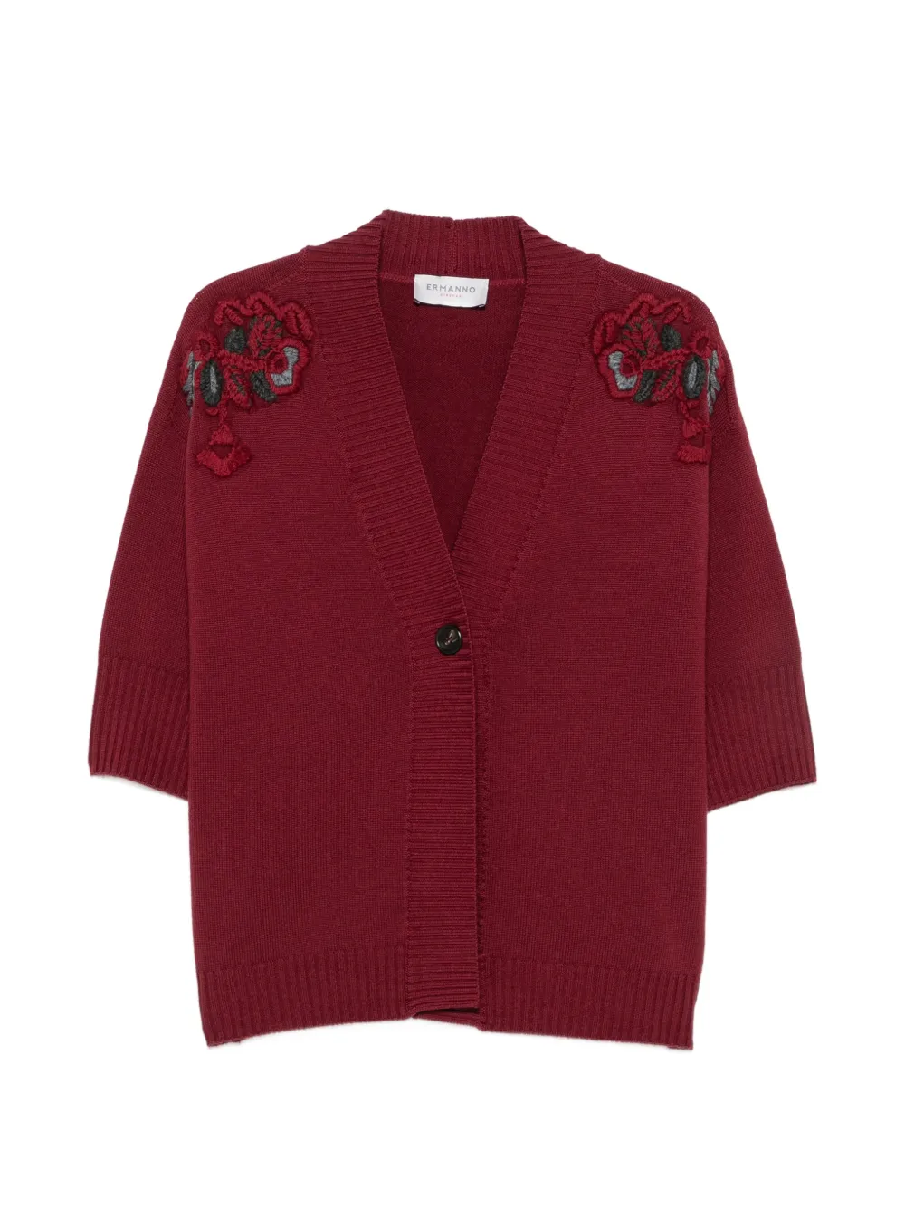 ERMANNO FIRENZE floral-embroidered cardigan - Rot