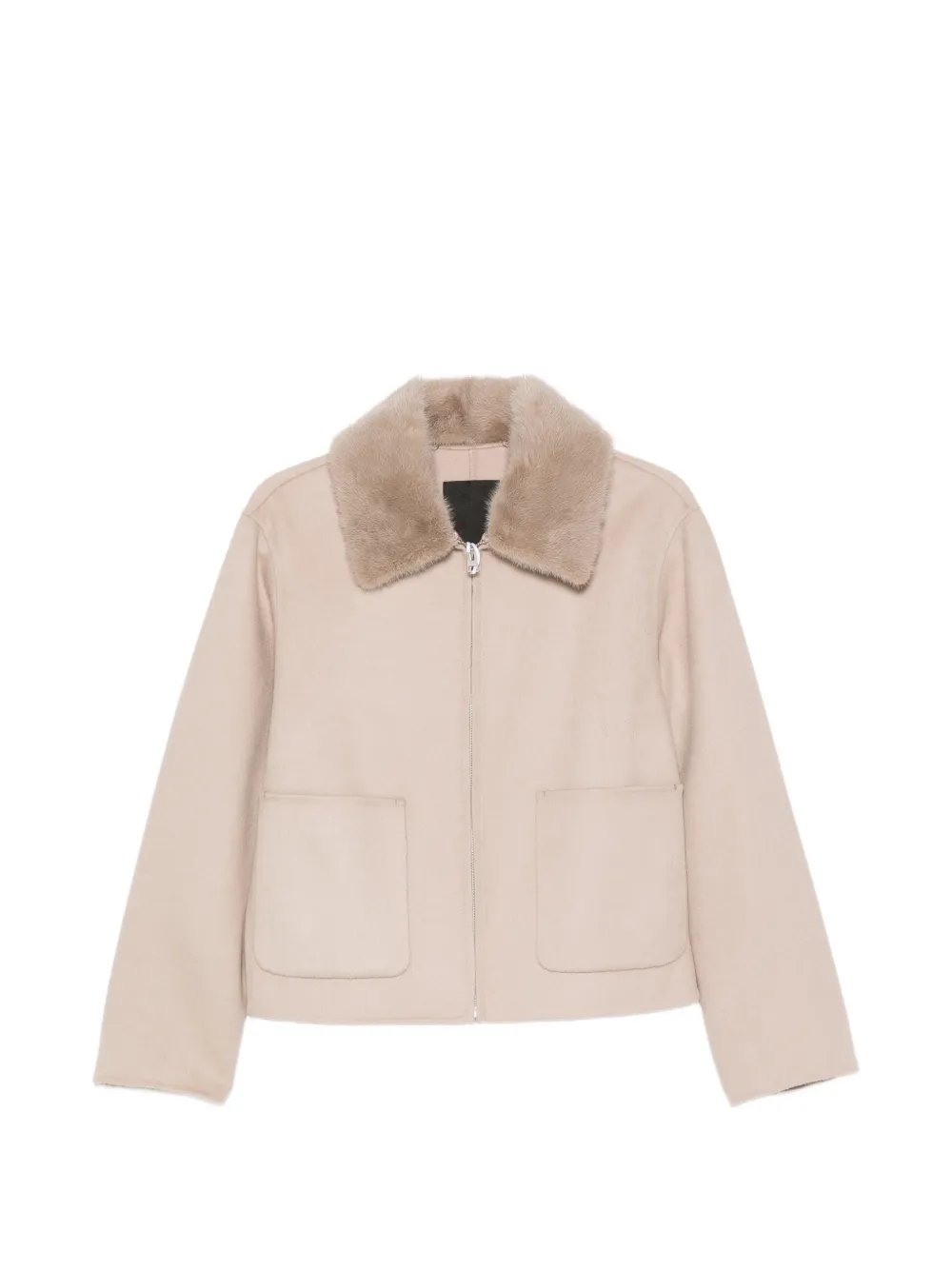 Liska fur-collar patch-pocket jacket - Nude