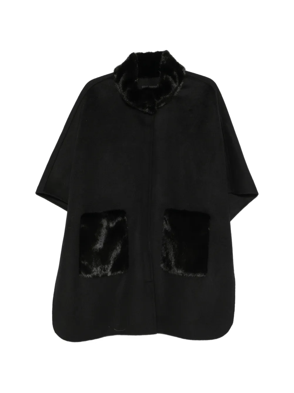 Liska fur-trim wool-blend cape - Schwarz