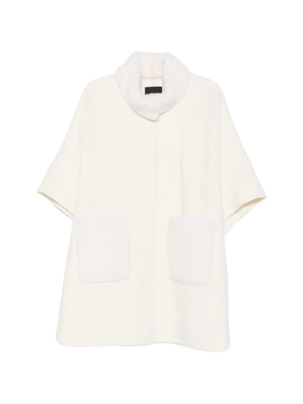 Liska fur-trim patch-pocket coat - Nude