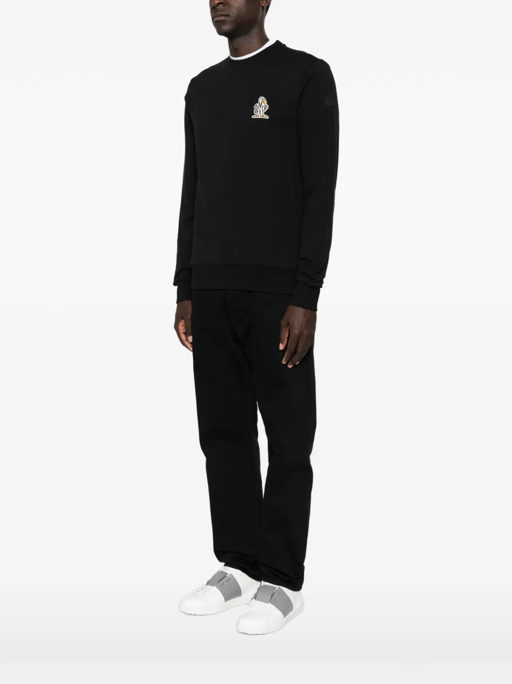 Moncler Sweater met ronde hals en lange mouwen Zwart