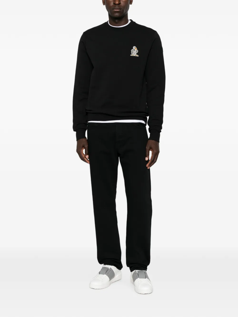 Moncler Sweater met ronde hals en lange mouwen Zwart