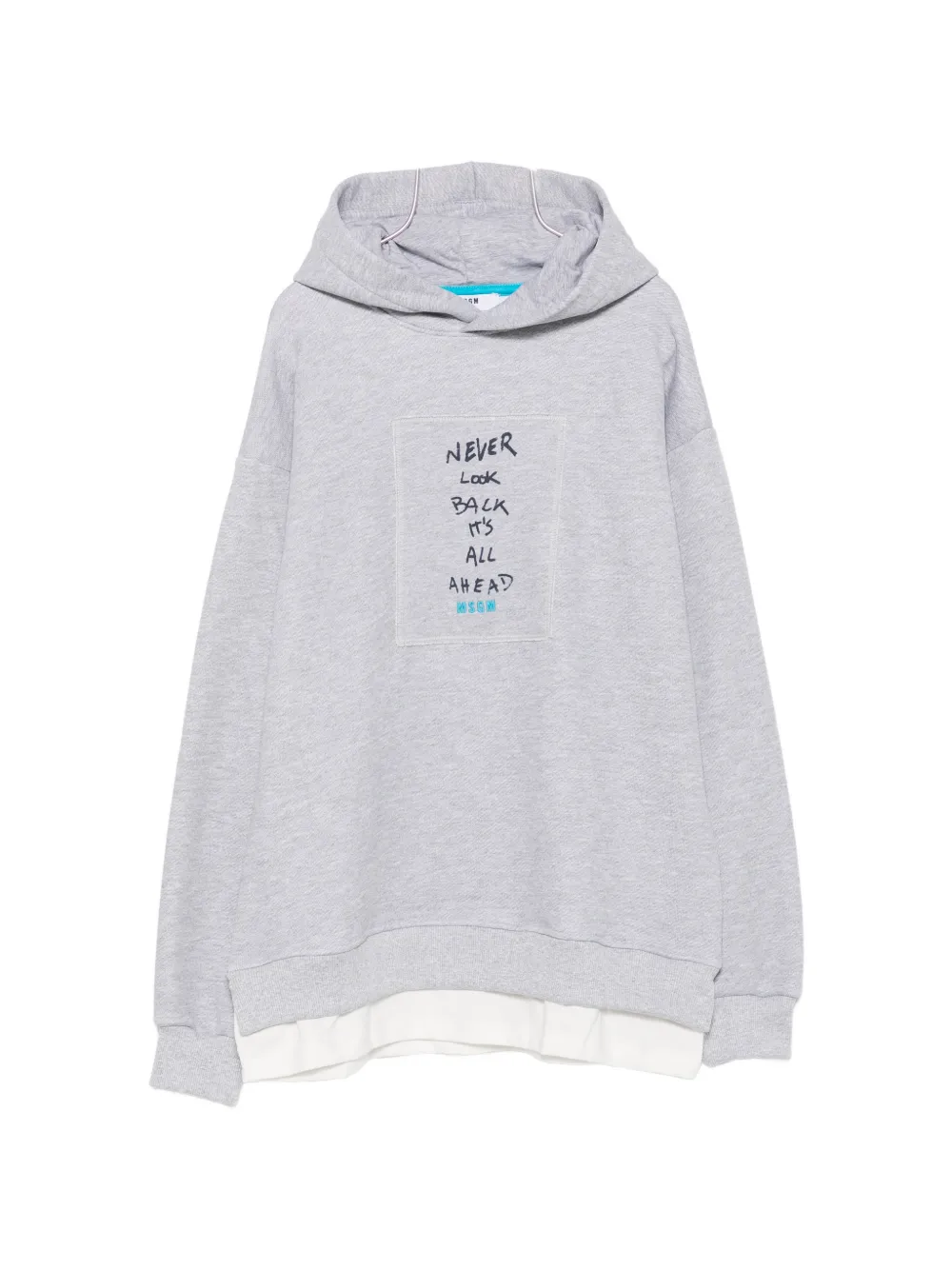 MSGM Kids slogan-print layered-effect hoodie - Grigio