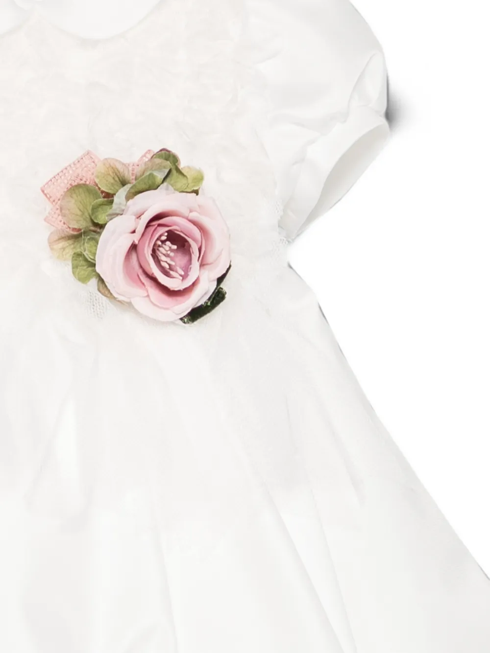 Colorichiari Jurk met bloemdetail en ruches Wit