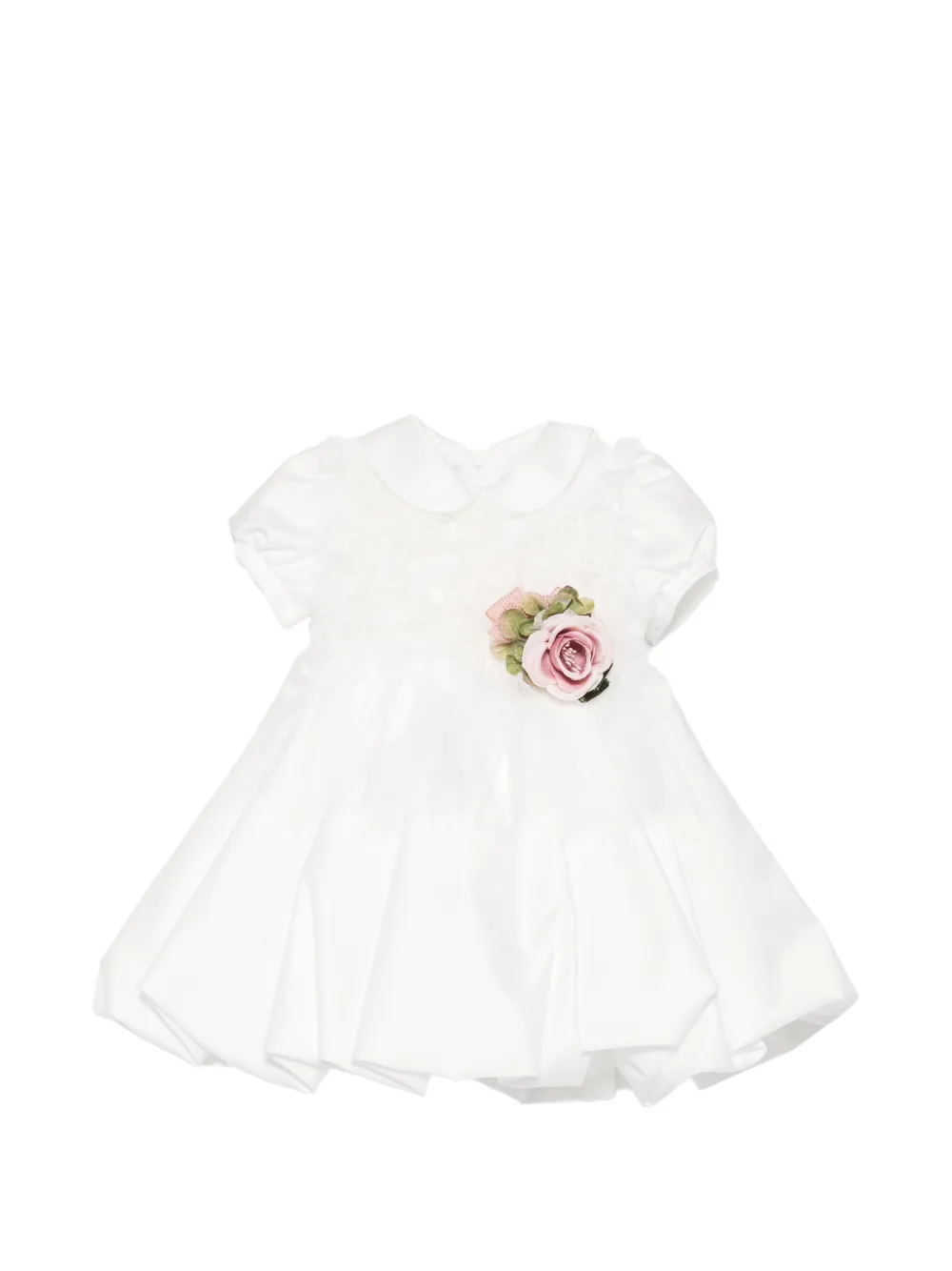 Colorichiari flower-detail ruffled dress - Bianco