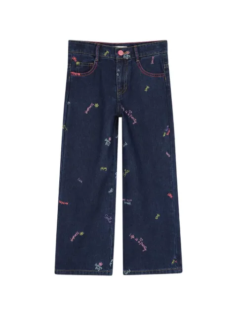 Billieblush embroidered wide-leg jeans