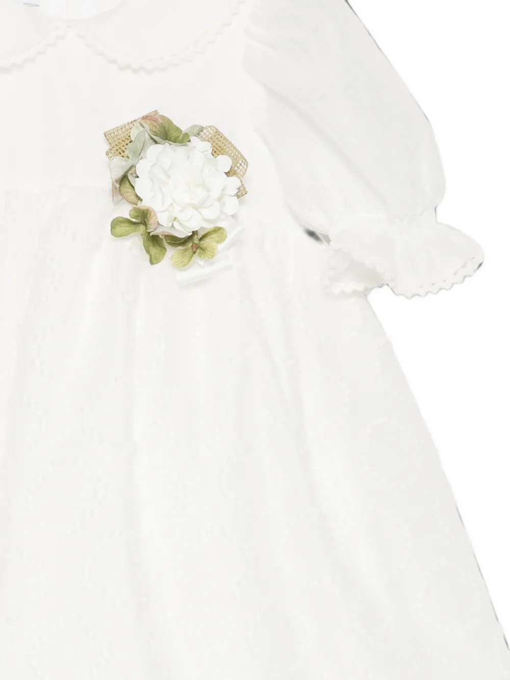 Colorichiari Jurk met bloemenpatch en strik Wit