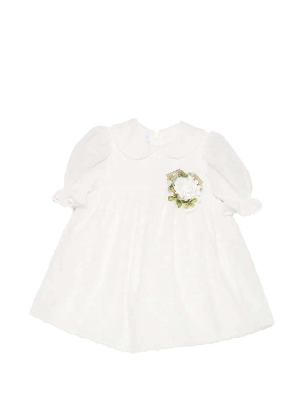 Colorichiari floral-appliqué bow-detail dress - Bianco