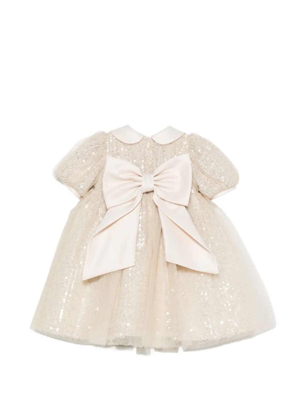 Colorichiari Jurk met pailletten en bloemapplicatie Beige