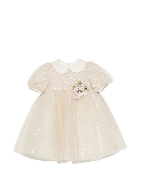 Colorichiari sequin-embellished floral-appliqué dress