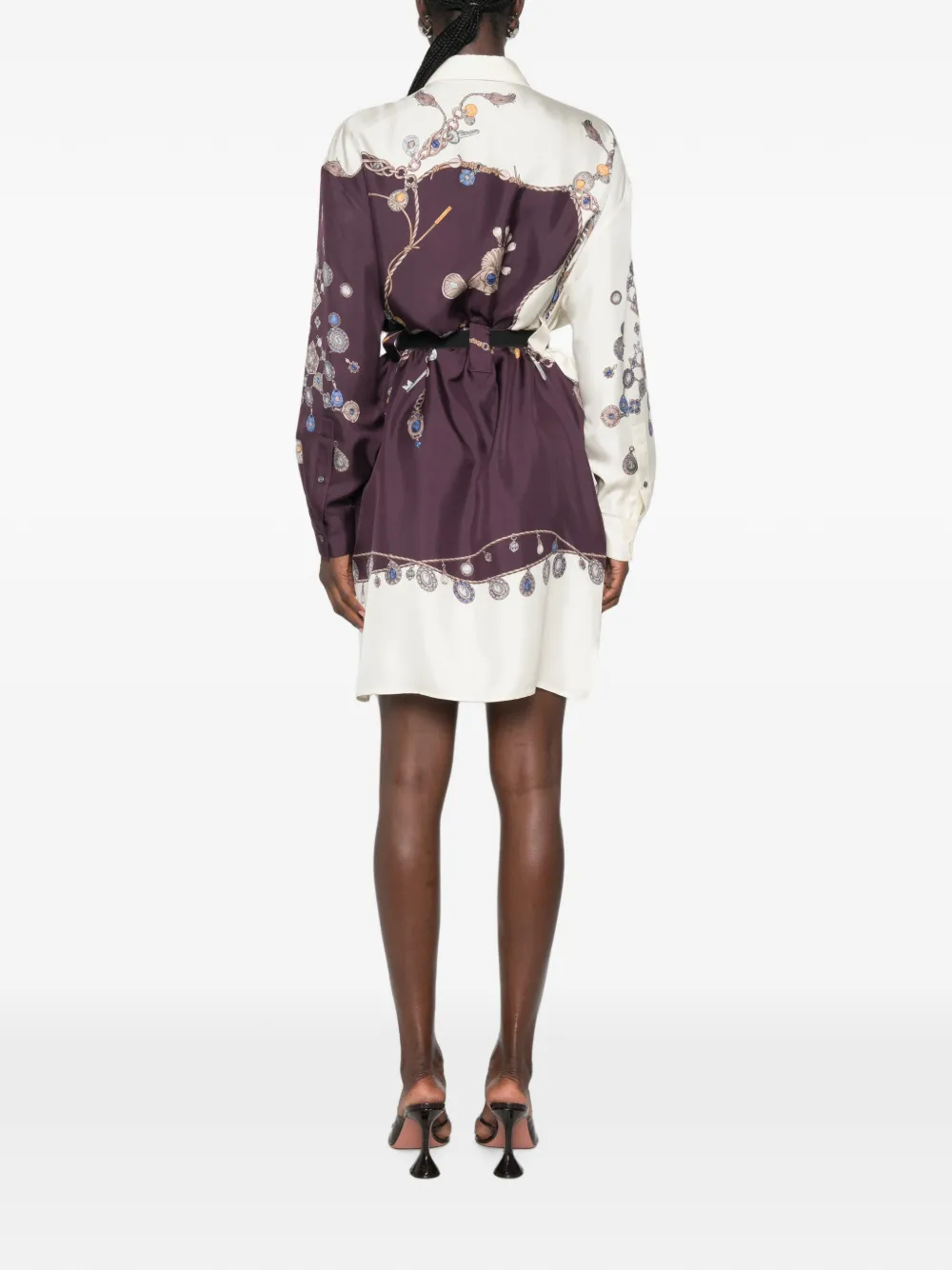 Versace Zijden mini-blousejurk met ceintuur Paars