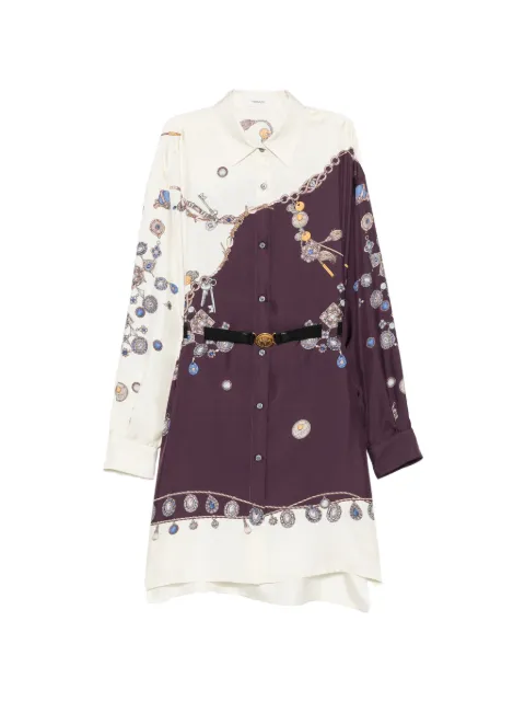 Versace Chemise curta de seda com cinto