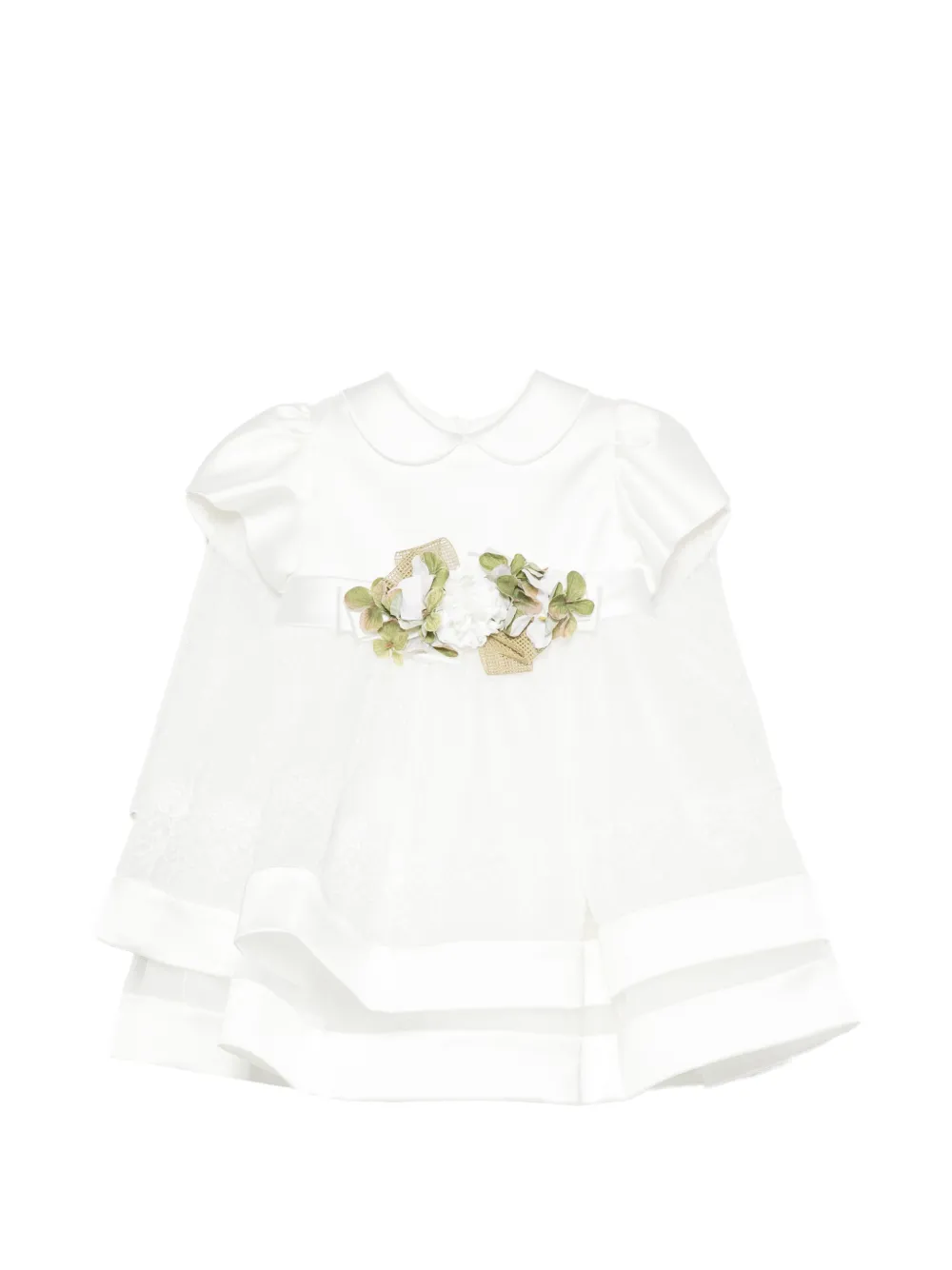 Colorichiari floral-applqiué tiered dress - Bianco