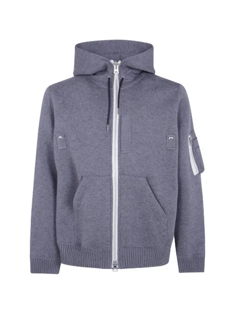 sacai zip-up panelled hoodie