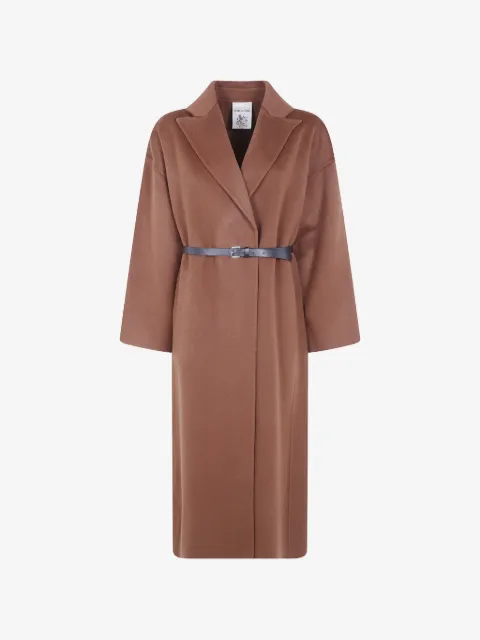 Semicouture belted double-breasted wool coat
