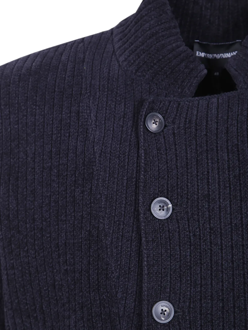 Emporio Armani Capsule Collection ribgebreid jack met off-center sluiting Zwart