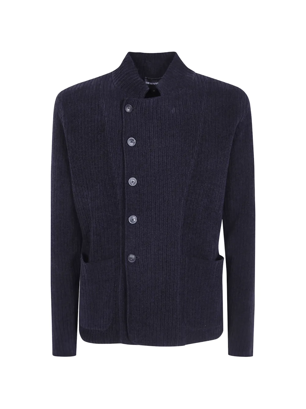 Emporio Armani signature Capsule Collection ribbed-knit jacket with an off-centre fastening - Schwarz