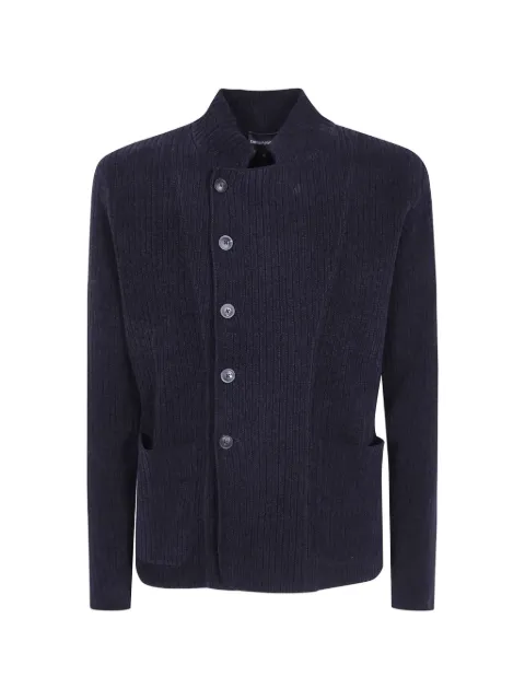 Emporio Armani signature Capsule Collection ribbed-knit jacket with an off-centre fastening