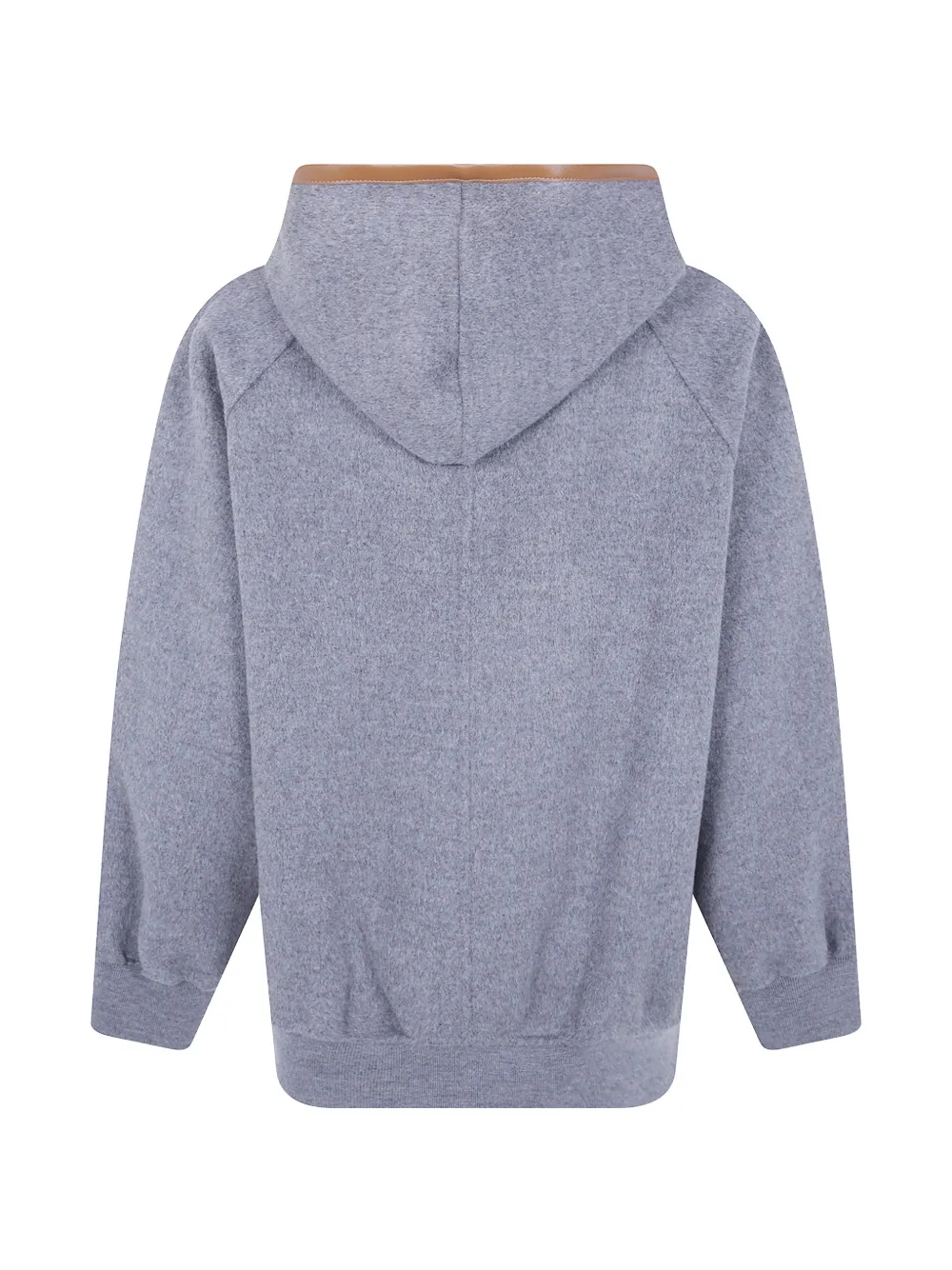 Semicouture Wollen hoodie met leren afwerking Grijs