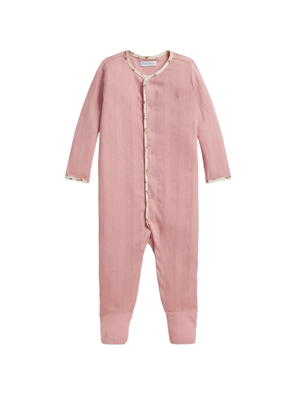 POLO RALPH LAUREN KIDS Driedelige romperset met pointelle-breisel en bloemenafwerking Roze