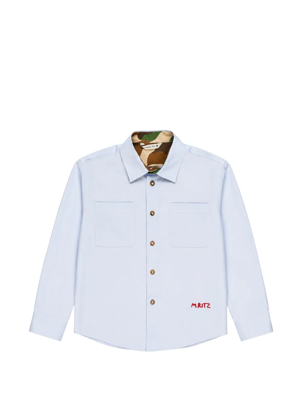 Manuel Ritz Kids logo-embroidered chest-pocket shirt - Blau