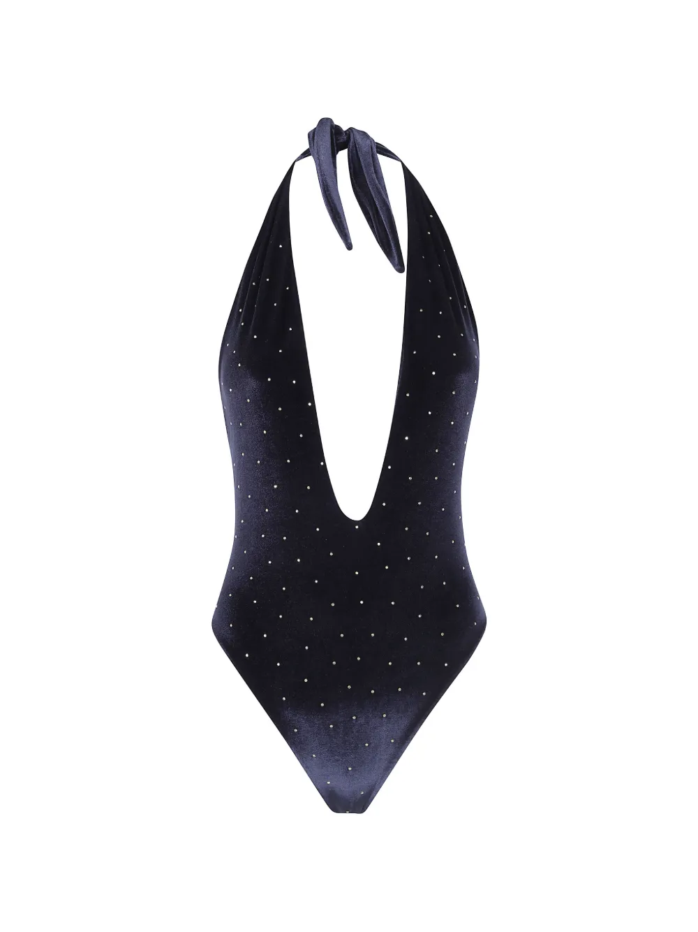 Balmain crystal-embellished halterneck swimsuit - Blau