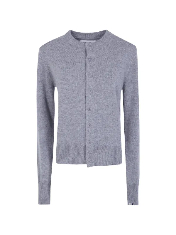Extreme Cashmere Ribbed-trim Cashmere Cardigan in Grey