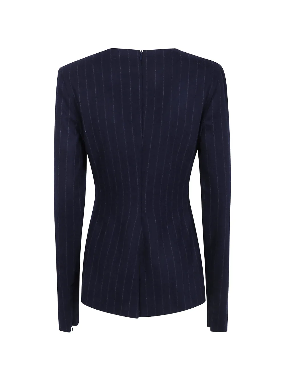 THELATEST Top met krijtstreep en lange mouwen Blauw